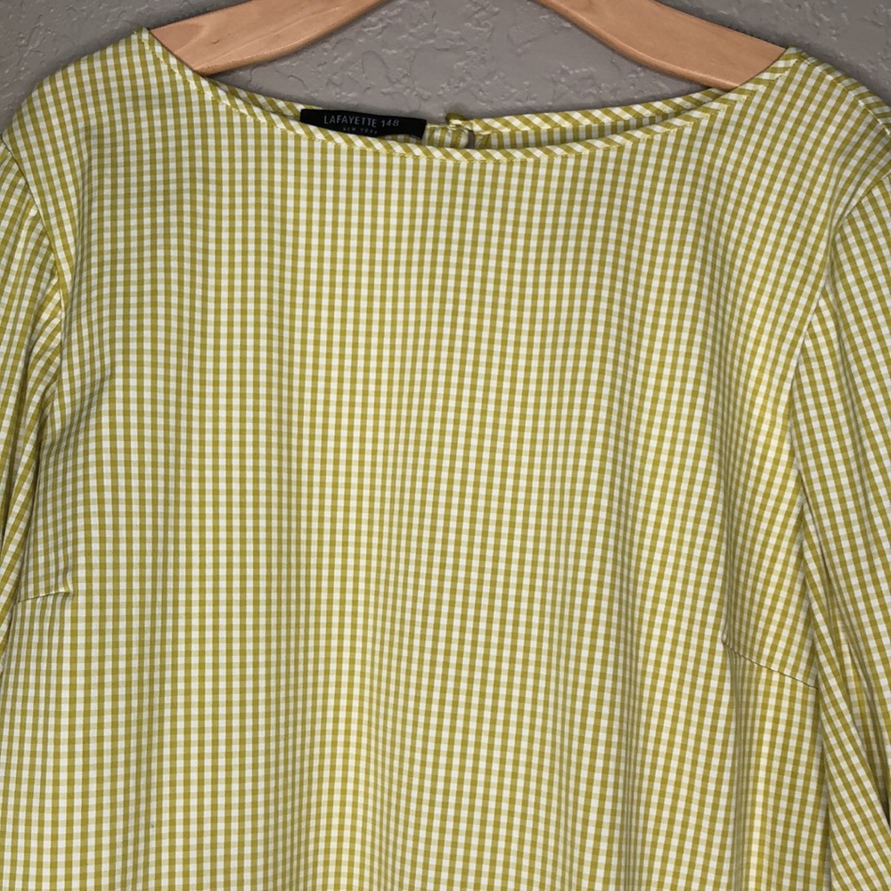 Lafayette 148 New York Margarita Ithaca Gingham Check stretch cotton Blouse - Picture 6 of 8